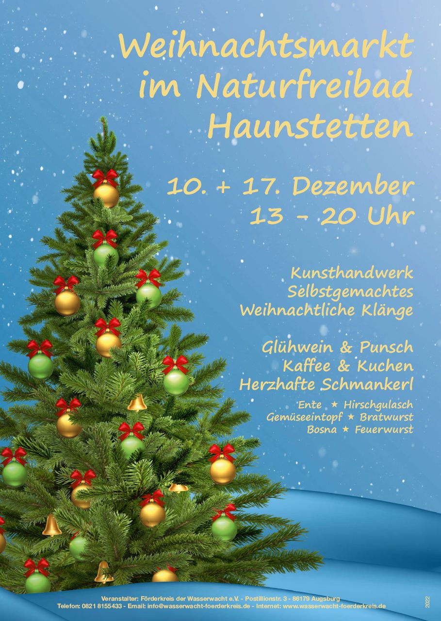Weihnachtsmarkt im Naturfreibad Haunstetten 10. +17. Dezember 2022